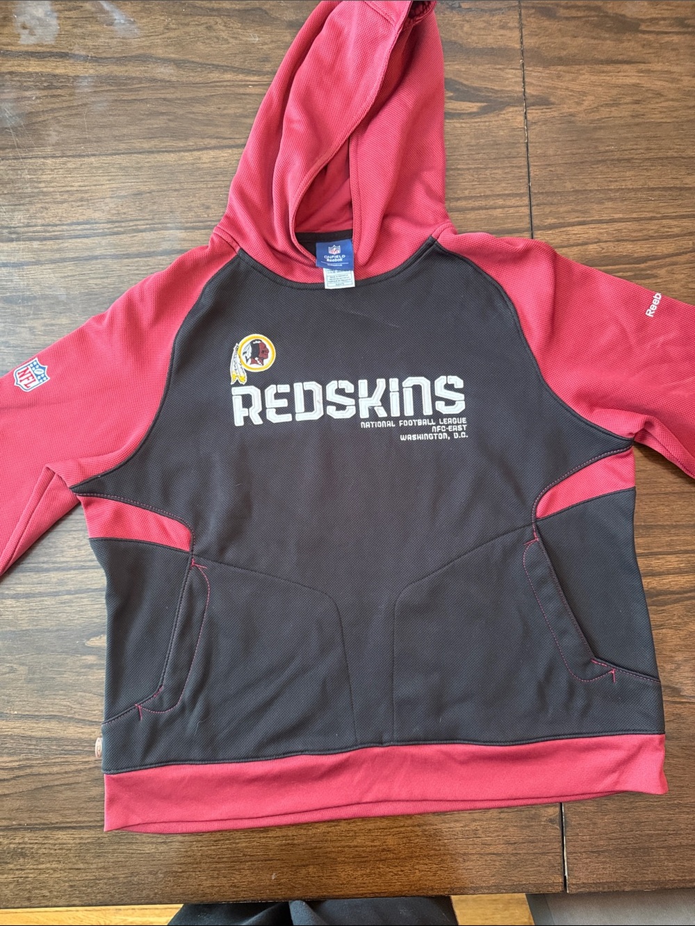Reebok Women's Burgundy and Black Redskins Pullover Hoodie